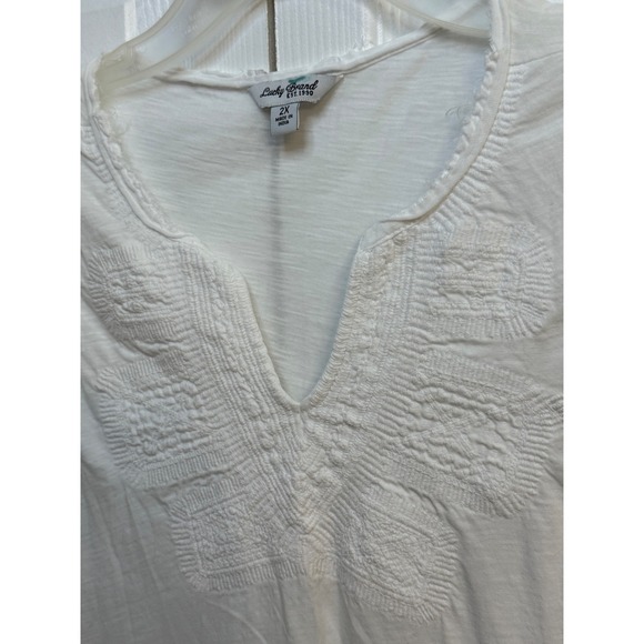 Lucky Brand Sleeveless Top Embroidered V-Neck Casual Tank Top White 2X - Picture 5 of 5